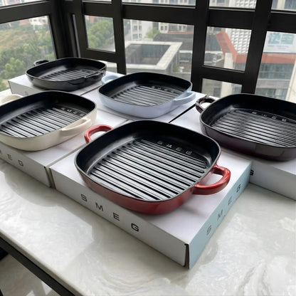 SMEG Sartén grill de hierro fundido