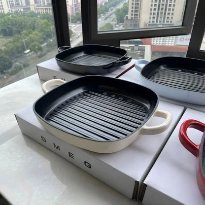 SMEG Sartén grill de hierro fundido